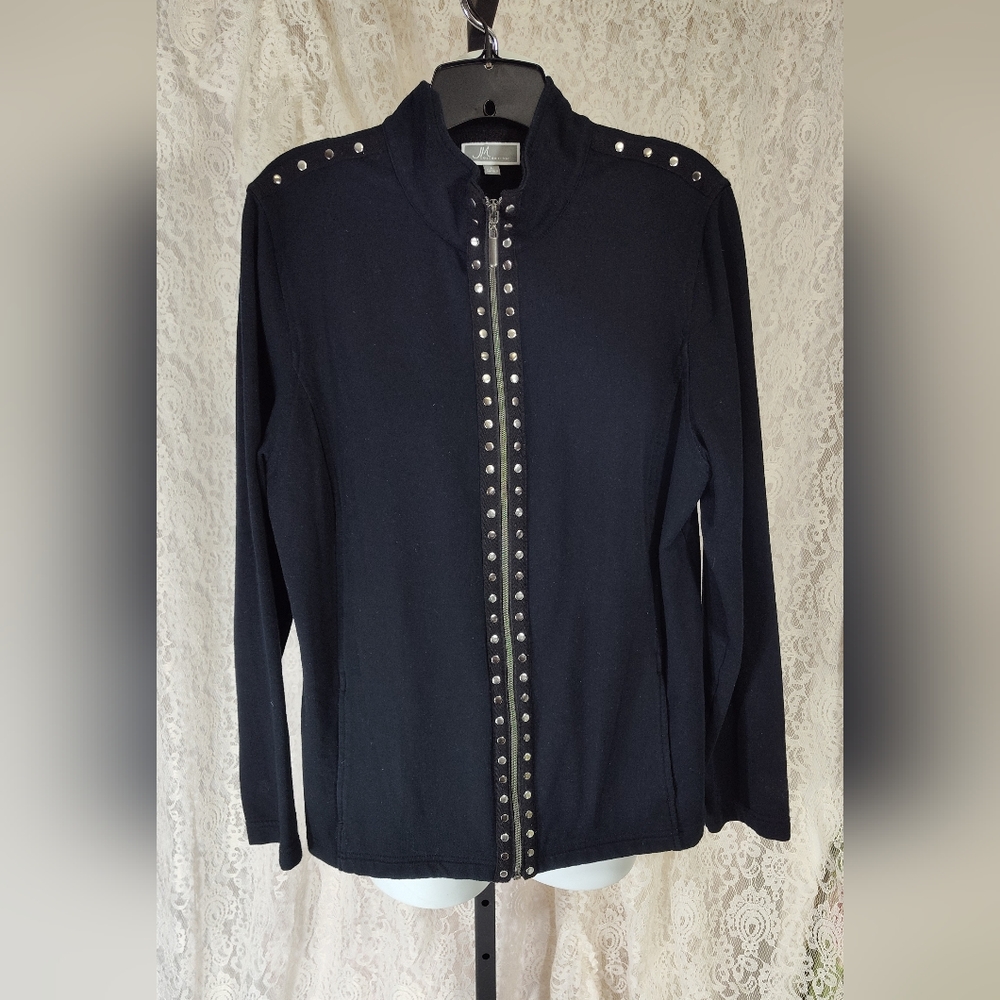 JM Collection Black Zip Front Jacket NWOT Size L